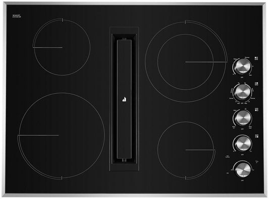 JED3430GS JennAir 30" Euro-Style Electric Downdraft Cooktop with 4 Elements - Black with Stainless Trim