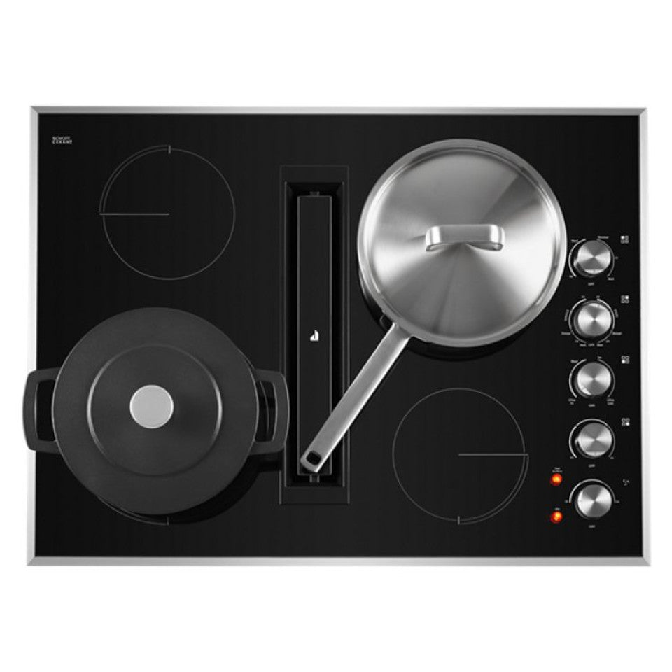 JED3430GS JennAir 30" Euro-Style Electric Downdraft Cooktop with 4 Elements - Black with Stainless Trim